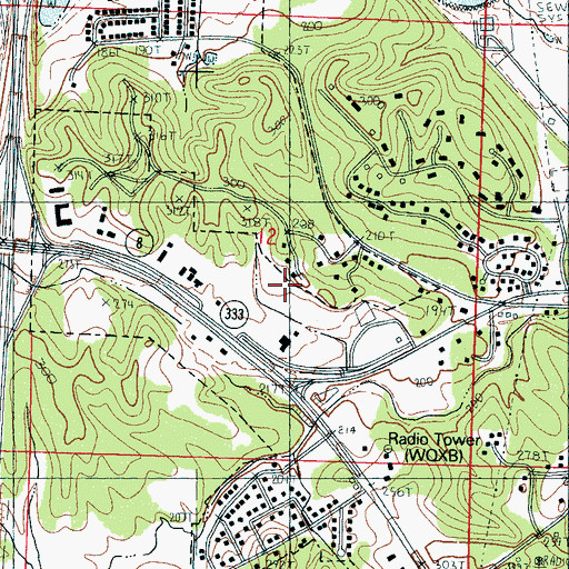 Topographic Map of Grenada Fire Department Station 2 Headquarters, MS