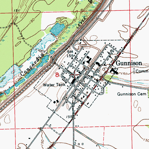 Topographic Map of Bolivar County Fire Department District 4 Station 1 Gunnison, MS