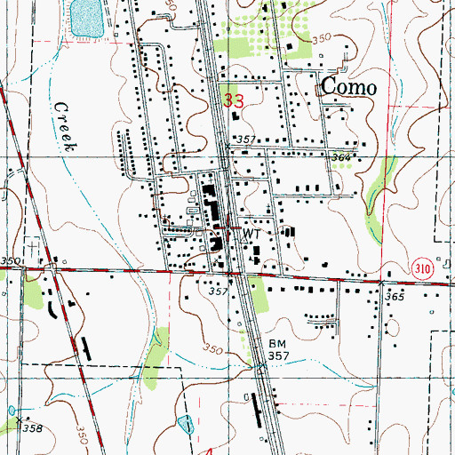 Topographic Map of Como City Fire Department, MS