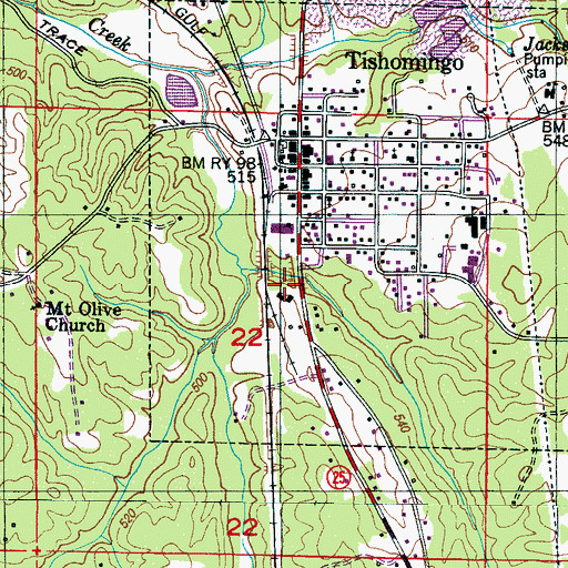 Topographic Map of Tishomingo Fire Department, MS