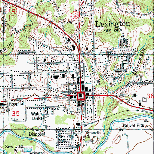 Topographic Map of Lexington Fire Department, MS