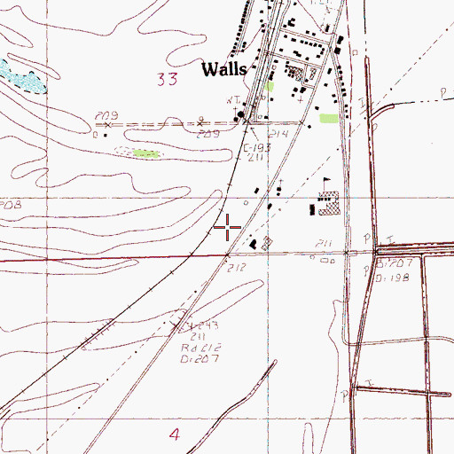 Topographic Map of Walls Fire Department, MS