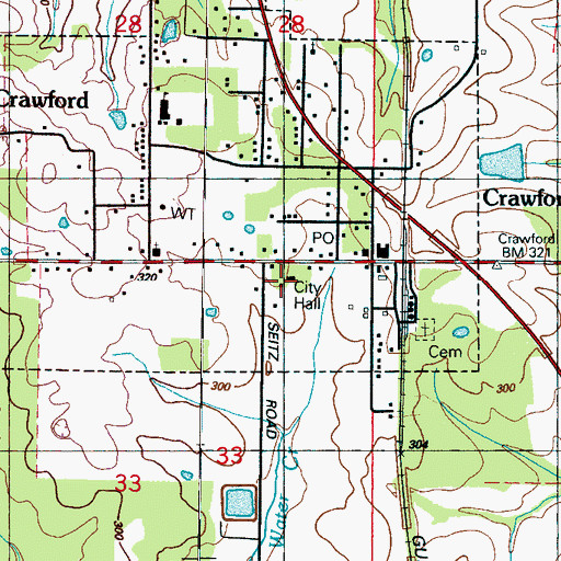 Topographic Map of Lowndes County District 4 Volunteer Fire and Rescue Department Crawford Station, MS
