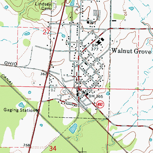 Topographic Map of Walnut Grove Volunteer Fire Department, MS