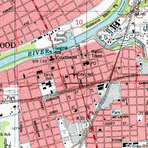 Topographic Map of Greenwood Fire Department Station 1 Headquarters, MS