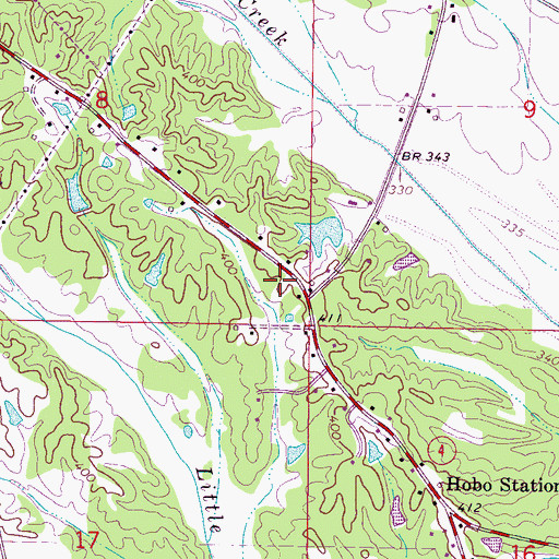 Topographic Map of Hobo - Big V Fire Department, MS