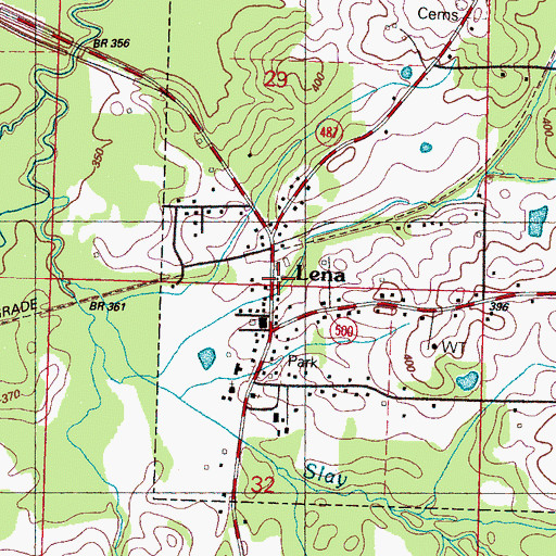 Topographic Map of Lena Volunteer Fire Department, MS