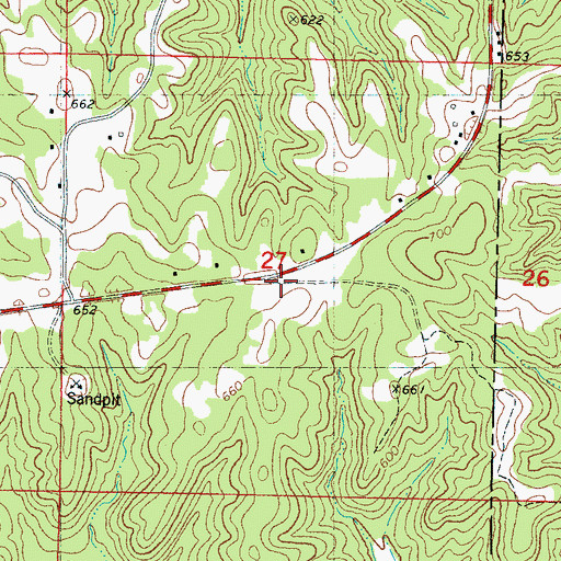 Topographic Map of Spout Springs Fire Department, MS