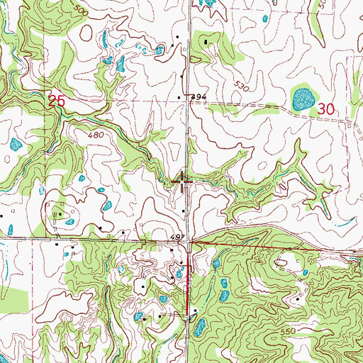 Topographic Map of Red Banks Volunteer Fire Department, MS