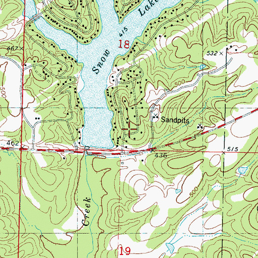 Topographic Map of Snow Lake Volunteer Fire Department, MS