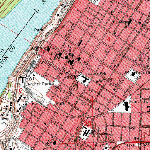Topographic Map of Greenville Fire Department Station 1, MS