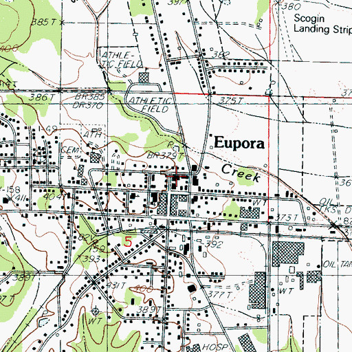 Topographic Map of Eupora Volunteer Fire Department, MS