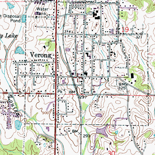 Topographic Map of Verona Fire Department, MS
