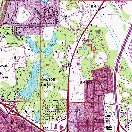 Topographic Map of Tupelo Fire Department Station 4, MS