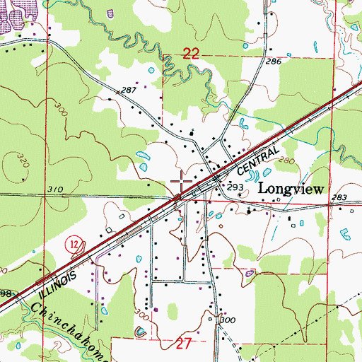 Topographic Map of Central Oktibbeha Fire Department, MS