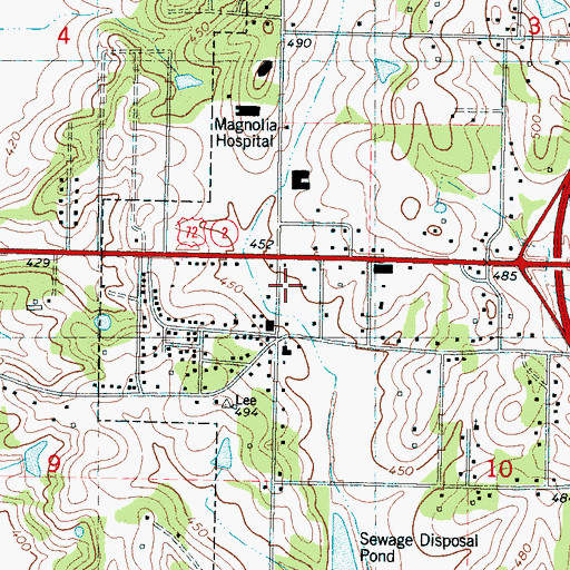 Topographic Map of Corinth Fire Department Station 3, MS
