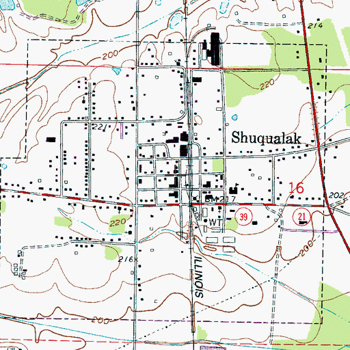 Topographic Map of Shuqualak Volunteer Fire Department, MS