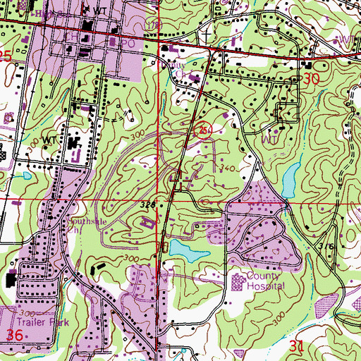 Topographic Map of Fulton - Greater Fulton Fire Department, MS