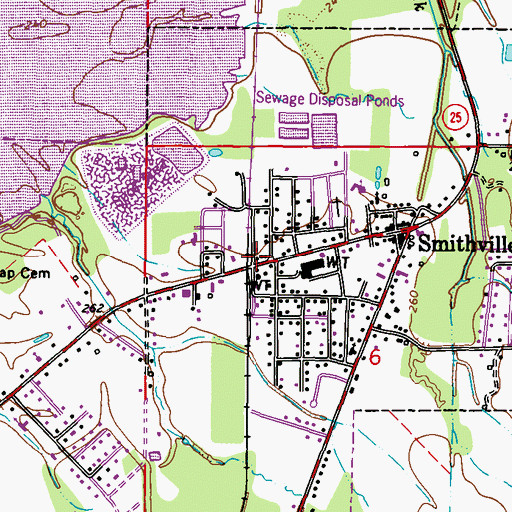 Topographic Map of Smithville Fire Department, MS