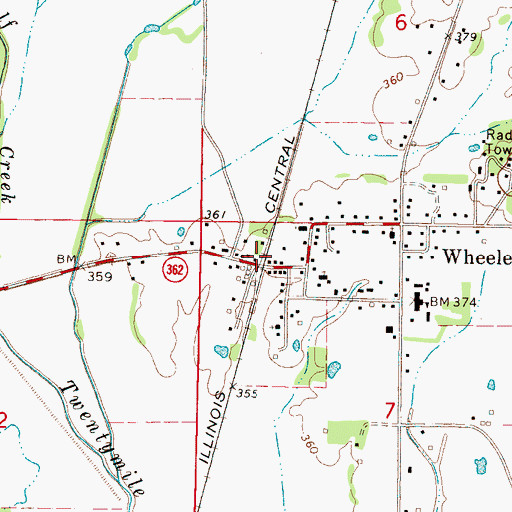 Topographic Map of Wheeler Volunteer Fire Department, MS