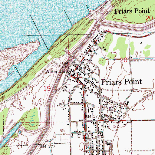 Topographic Map of Coahoma County Volunteer Fire Department Friars Point, MS