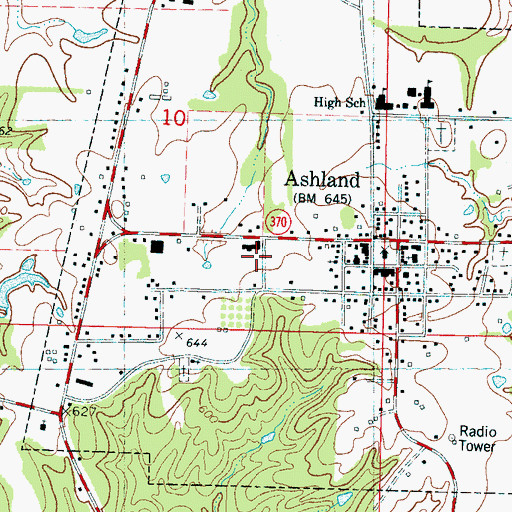 Topographic Map of Ashland Fire Department, MS