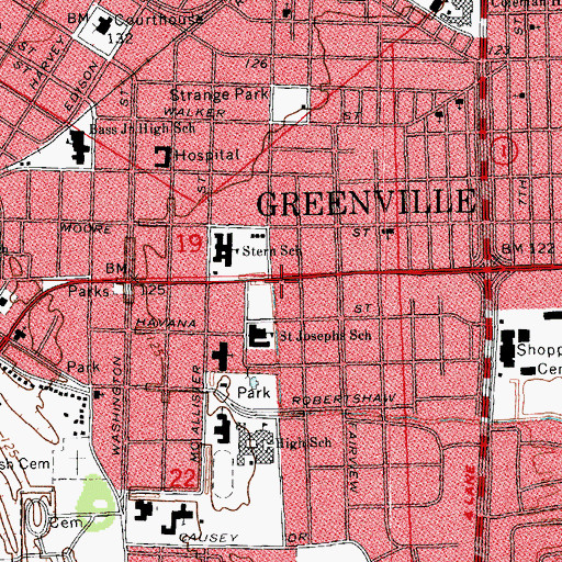 Topographic Map of Greenville Fire Department Station 3, MS
