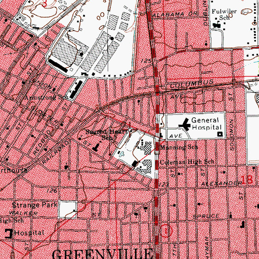 Topographic Map of Greenville Fire Department Station 2, MS