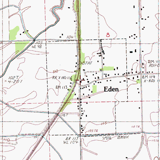 Topographic Map of Eden Volunteer Fire Department, MS
