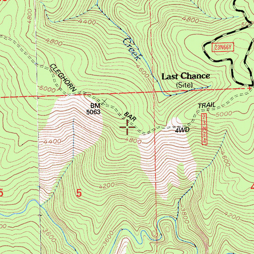 Topographic Map of Cleghorn Bar Trail, CA