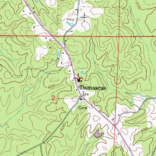 Topographic Map of Damascus Volunteer Fire Department, MS