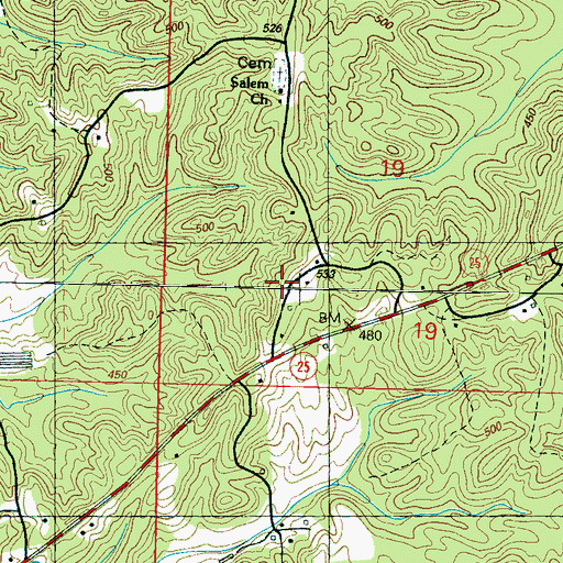 Topographic Map of Marydell Volunteer Fire Department, MS