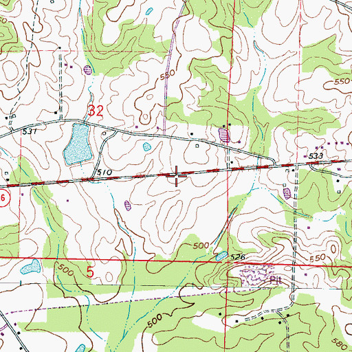 Topographic Map of East Neshoba Volunteer Fire Department Station 1 Headquarters, MS