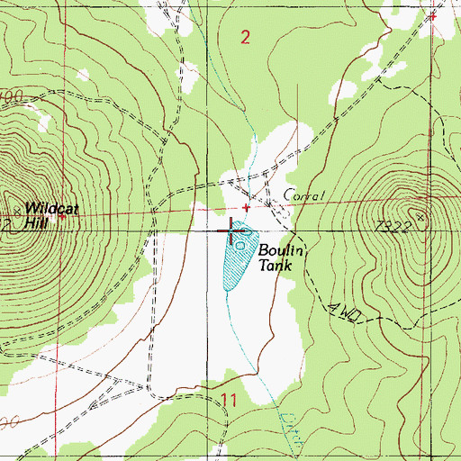 Topographic Map of Boulin Tank, AZ