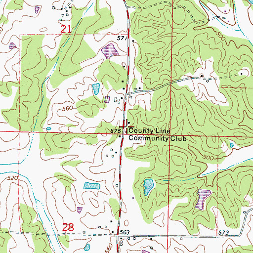 Topographic Map of County Line Volunteer Fire Department Station 1 Headquarters, MS