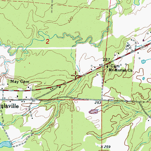Topographic Map of Mashulaville Volunteer Fire Department, MS