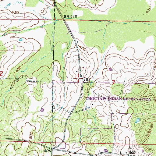 Topographic Map of Choctaw Fire Department Station 3, MS