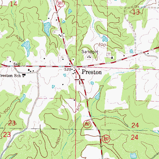Topographic Map of Preston Fire Department, MS