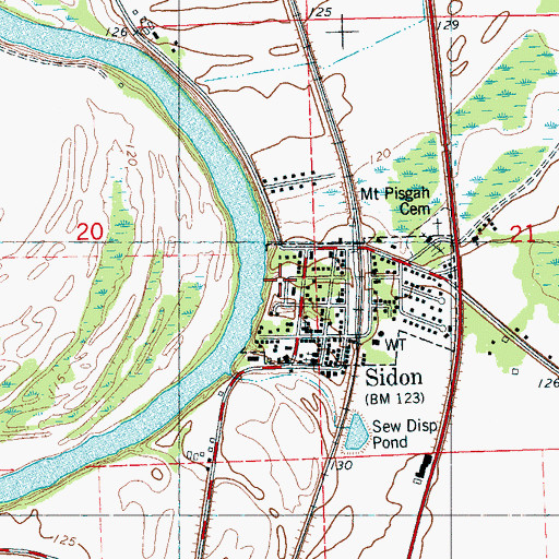 Topographic Map of Sidon Volunteer Fire Department, MS