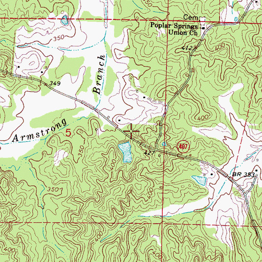 Topographic Map of Poplar Creek Volunteer Fire Department, MS
