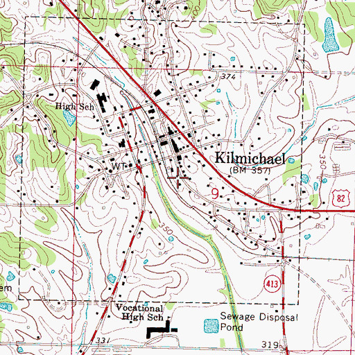 Topographic Map of Kilmichael Volunteer Fire Department, MS