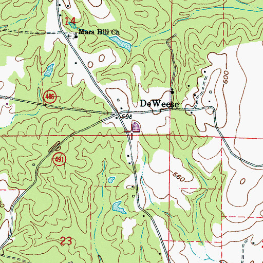 Topographic Map of East Neshoba Volunteer Fire Department Station 3, MS