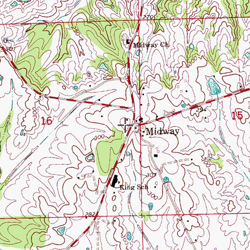 Topographic Map of North Central Volunteer Fire Department, MS