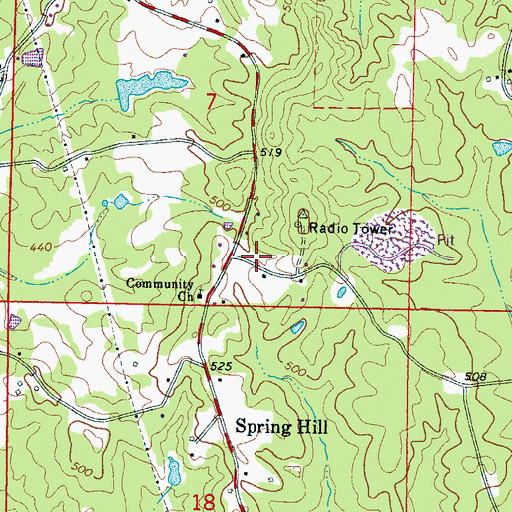 Topographic Map of Tucker Volunteer Fire Department Station 2, MS