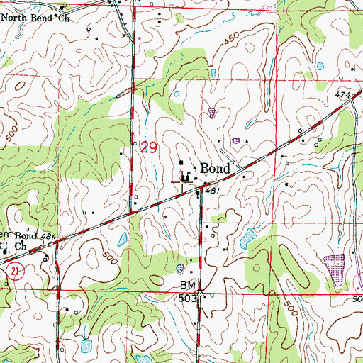 Topographic Map of North Bend Volunteer Fire Department Station 1 Headquarters, MS