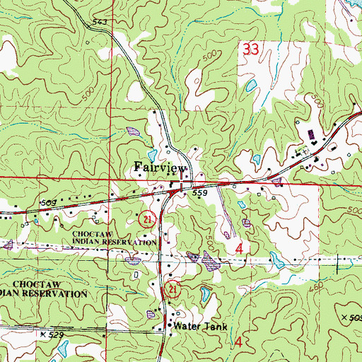 Topographic Map of Fairview Volunteer Fire Department, MS