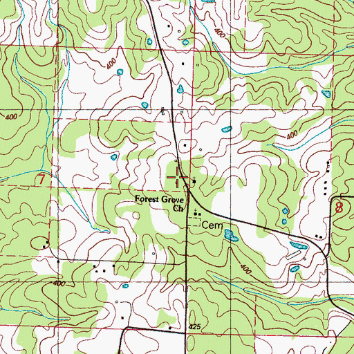 Topographic Map of Ofahoma Volunteer Fire Department, MS