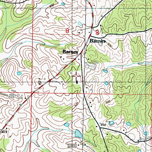 Topographic Map of Barnes Volunteer Fire Department, MS