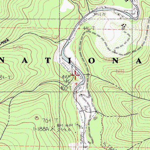 Topographic Map of Cold Springs Creek, CA