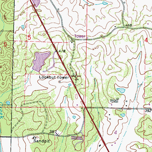 Topographic Map of Mississippi Forestry Commission Leake Fire Tower, MS